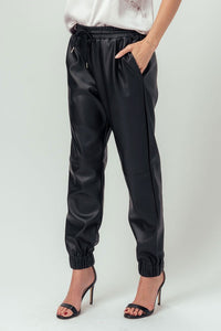 FAUX LEATHER JOGGER PANTS