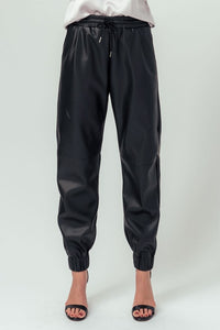 FAUX LEATHER JOGGER PANTS