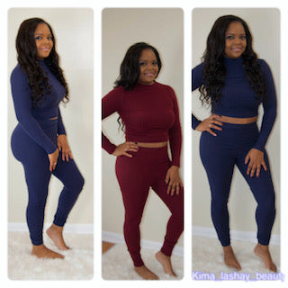 Ribbed Knit Long Sleeves-2 piece set