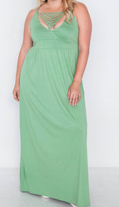 SAGE STRAP DETAIL CAMI SOLID MAXI DRESS