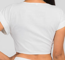 Load image into Gallery viewer, Short sleeve tie front crop top